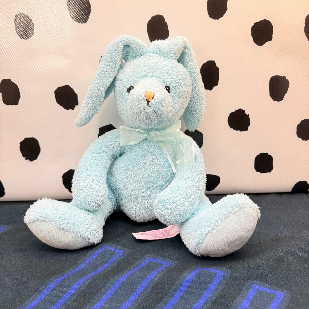 Michaels Blue Bunny Rabbit Plush Terry Cloth Soft Lop Ears Stuffed Toy 10"